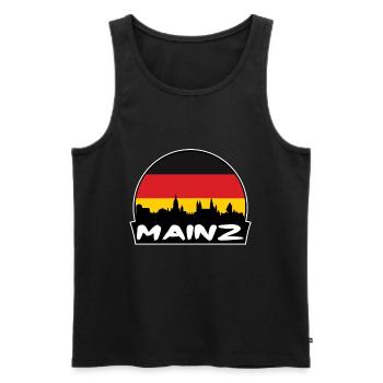 Mainz Germany Flag Skyline Silhouette Travel - Men's Premium Organic Tank Top - black - Front - AI Model Male 178 light (178cm)