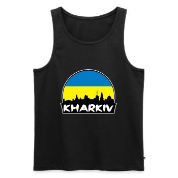 Charkiw Ukraine Flagge Skyline Silhouette Reisen - Männer Premium Bio Tank Top - Schwarz - Vorne - Michal (187cm)