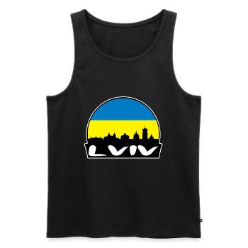 Lwiw Ukraine Flagge Skyline Silhouette Reisen - Männer Premium Bio Tank Top - Schwarz - Vorne - Michal (187cm)