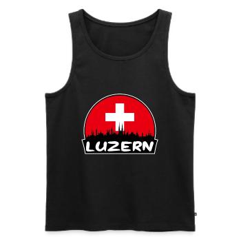 Lucerne Suisse Flag Skyline Silhouette Voyage - Débardeur bio Premium Homme - noir - Devant - AI Model Male 178 light (178cm)