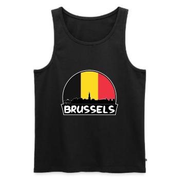 Brussels Belgium Flag Skyline Silhouette Travel - Men's Premium Organic Tank Top - black - Front - AI Model Male 178 light (178cm)