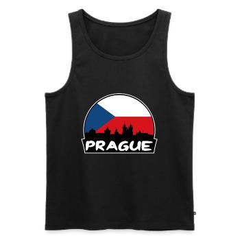 Prague Czechia Flag Skyline Silhouette Travel - Men's Premium Organic Tank Top - black - Front - AI Model Male 178 light (178cm)