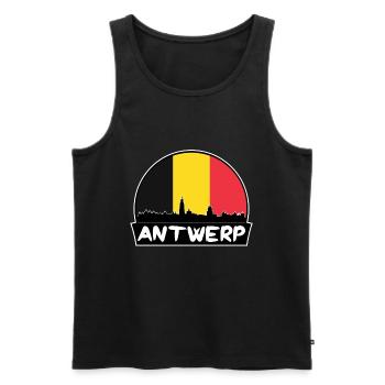 Antwerp Belgium Flag Skyline Silhouette Travel - Men's Premium Organic Tank Top - black - Front - Michal (187cm)