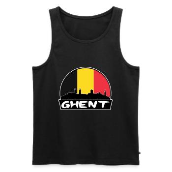 Ghent Belgium Flag Skyline Silhouette Travel - Men's Premium Organic Tank Top - black - Front - Michal (187cm)