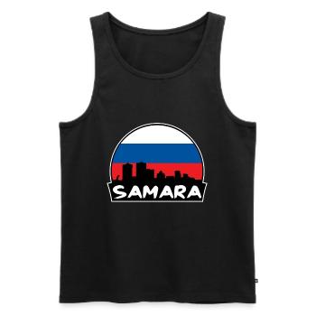 Samara Russie Flag Skyline Silhouette Voyage - Débardeur bio Premium Homme - noir - Devant - Michal (187cm)