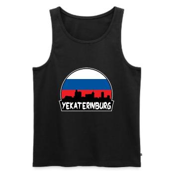 Ekaterinbourg Russie Drapeau Skyline Silhouette Trave - Débardeur bio Premium Homme - noir - Devant - Michal (187cm)