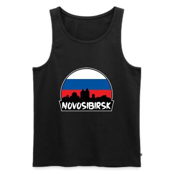 Novossibirsk Russie Flag Skyline Silhouette Voyage - Débardeur bio Premium Homme - noir - Devant - Michal (187cm)