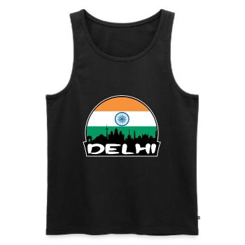Delhi Inde Flag Skyline Silhouette Voyage - Débardeur bio Premium Homme - noir - Devant - AI Model Male 178 light (178cm)