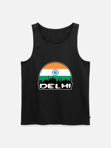 Delhi Indien Flagge Skyline Silhouette Reisen - Männer Premium Bio Tank Top - Schwarz