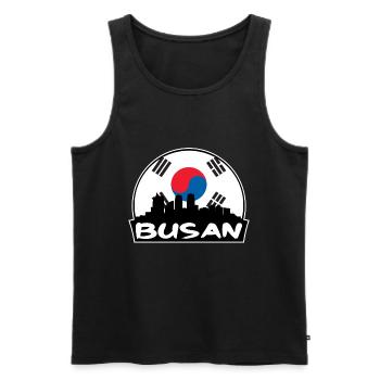 Busan South Korea Flag Skyline Silhouette Travel - Men's Premium Organic Tank Top - black - Front - Michal (187cm)