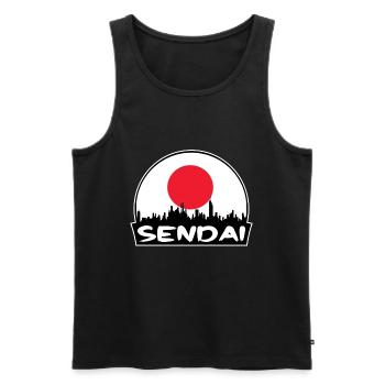 Sendai Japan Flagge Skyline Silhouette Reisen - Männer Premium Bio Tank Top - Schwarz - Vorne - Michal (187cm)