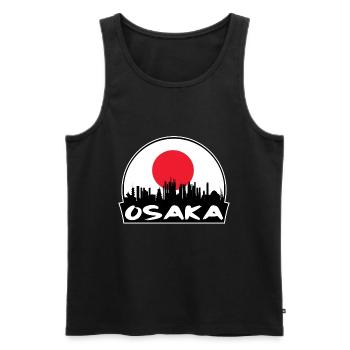Osaka Japon Flag Skyline Silhouette Voyage - Débardeur bio Premium Homme - noir - Devant - AI Model Male 178 light (178cm)