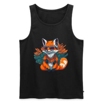 Cooler Fuchs mit Sonnenbrille - Männer Premium Bio Tank Top - Schwarz - Vorne - AI Model Male 178 light (178cm)