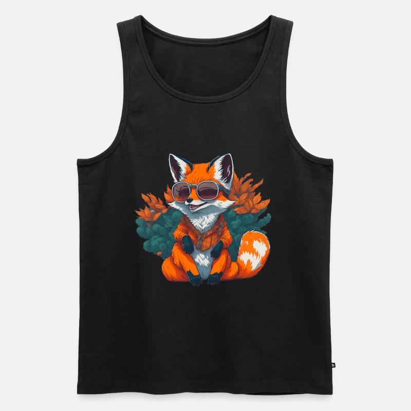 Cooler Fuchs mit Sonnenbrille - Männer Premium Bio Tank Top - Schwarz