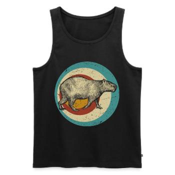 Capybara Wasserschwein retro Nagetier Tier lustig - Männer Premium Bio Tank Top - Schwarz - Vorne - AI Model Male 178 light (178cm)