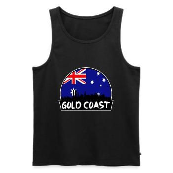 Gold Coast Australien Flagge Skyline Silhouette Trave - Männer Premium Bio Tank Top - Schwarz - Vorne - Michal (187cm)