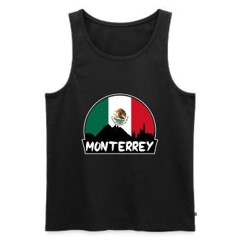Monterrey Mexico Flag Skyline Silhouette Travel - Men's Premium Organic Tank Top - black - Front - AI Model Male 178 light (178cm)