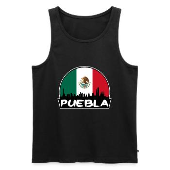 Puebla Mexiko Flagge Skyline Silhouette Reisen - Männer Premium Bio Tank Top - Schwarz - Vorne - Michal (187cm)