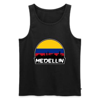 Medellin Colombie Flag Skyline Silhouette Voyage - Débardeur bio Premium Homme - noir - Devant - AI Model Male 178 light (178cm)