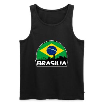 Brasilia Brazil Flag Skyline Silhouette Travel - Men's Premium Organic Tank Top - black - Front - Michal (187cm)