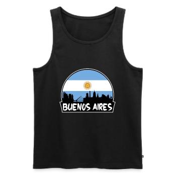 Buenos Aires Argentine Flag Skyline Silhouette Tra - Débardeur bio Premium Homme - noir - Devant - AI Model Male 178 light (178cm)