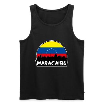 Maracaibo Venezuela Flag Skyline Silhouette Voyage - Débardeur bio Premium Homme - noir - Devant - Michal (187cm)
