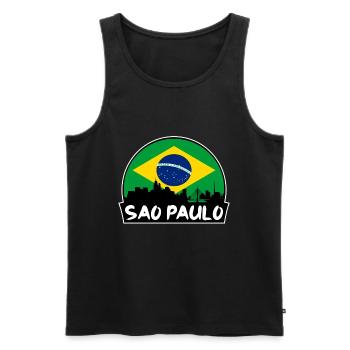 Sao Paulo Brazil Flag Skyline Silhouette Travel - Men's Premium Organic Tank Top - black - Front - Michal (187cm)