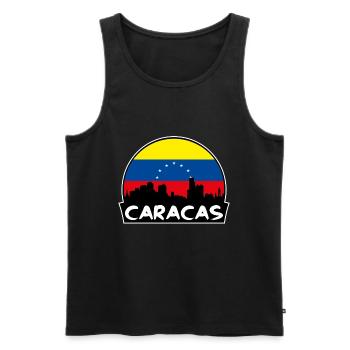 Caracas Venezuela Flag Skyline Silhouette Travel - Men's Premium Organic Tank Top - black - Front - Michal (187cm)