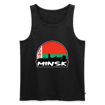 Minsk Weißrussland Flagge Skyline Silhouette Reisen - Männer Premium Bio Tank Top - Schwarz - Vorne - AI Model Male 178 light (178cm)