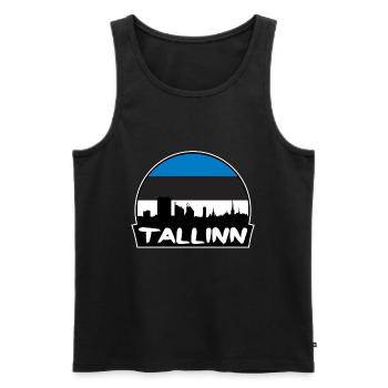 Tallinn Estland Flagge Skyline Silhouette Reisen - Männer Premium Bio Tank Top - Schwarz - Vorne - AI Model Male 178 light (178cm)