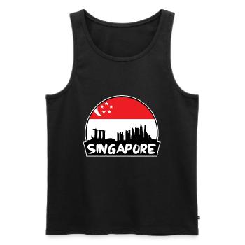 Singapour Singapour Flag Skyline Silhouette Voyage - Débardeur bio Premium Homme - noir - Devant - AI Model Male 178 light (178cm)