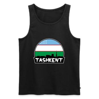 Taschkent Usbekistan Flagge Skyline Silhouette Reisen - Männer Premium Bio Tank Top - Schwarz - Vorne - AI Model Male 178 light (178cm)