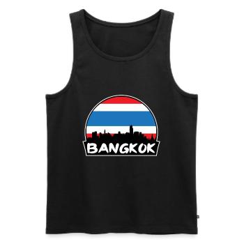 Bangkok Thaïlande Flag Skyline Silhouette Voyage - Débardeur bio Premium Homme - noir - Devant - Michal (187cm)