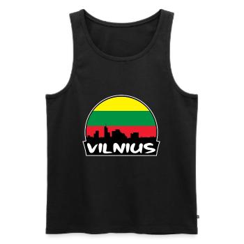 Vilnius Lituanie Flag Skyline Silhouette Voyage - Débardeur bio Premium Homme - noir - Devant - Michal (187cm)