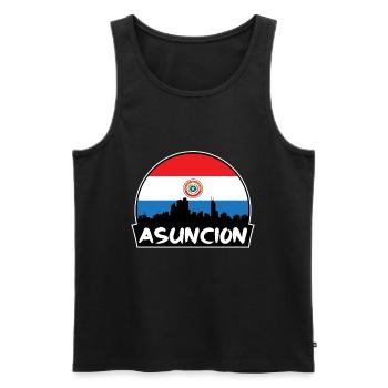 Asuncion Paraguay Flag Skyline Silhouette Voyage - Débardeur bio Premium Homme - noir - Devant - AI Model Male 178 light (178cm)