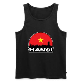 Hanoi Vietnam Flagge Skyline Silhouette Reisen - Männer Premium Bio Tank Top - Schwarz - Vorne - AI Model Male 178 light (178cm)