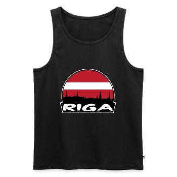 Riga Lettland Flagge Skyline Silhouette Reisen - Männer Premium Bio Tank Top - Schwarz - Vorne - AI Model Male 178 light (178cm)