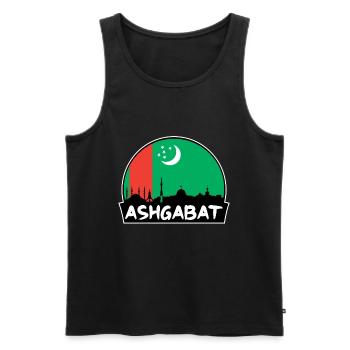 Aschgabat Turkmenistan Flagge Skyline Silhouette Trav - Männer Premium Bio Tank Top - Schwarz - Vorne - AI Model Male 178 light (178cm)