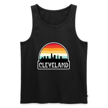 Cleveland Ohio USA Flag Skyline Travel Souvenir - Men's Premium Organic Tank Top - black - Front - Michal (187cm)
