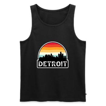 Detroit Michigan USA Flag Skyline Souvenir de voyage - Débardeur bio Premium Homme - noir - Devant - Michal (187cm)