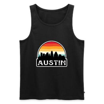 Austin Texas USA Flagge Skyline Reisesouvenir - Männer Premium Bio Tank Top - Schwarz - Vorne - AI Model Male 178 light (178cm)