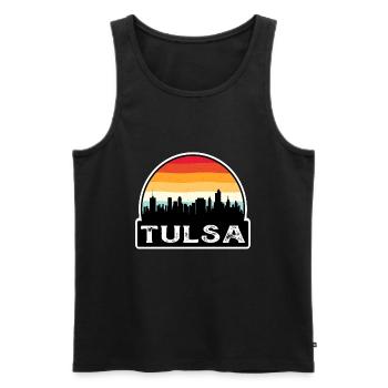 Tulsa Oklahoma USA Flag Skyline Travel Souvenir - Men's Premium Organic Tank Top - black - Front - AI Model Male 178 light (178cm)