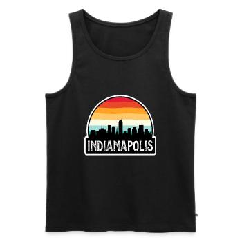 Indianapolis Indiana USA Flag Skyline Travel Souve - Men's Premium Organic Tank Top - black - Front - AI Model Male 178 light (178cm)