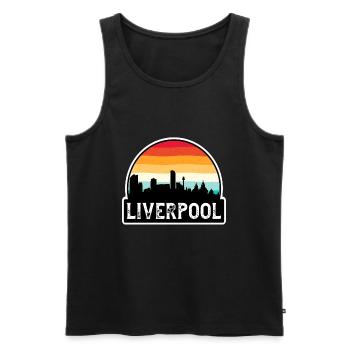 Liverpool Angleterre Flag Skyline Souvenir de voyage - Débardeur bio Premium Homme - noir - Devant - AI Model Male 178 light (178cm)