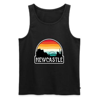 Newcastle England Flag Skyline Travel Souvenir - Men's Premium Organic Tank Top - black - Front - AI Model Male 178 light (178cm)