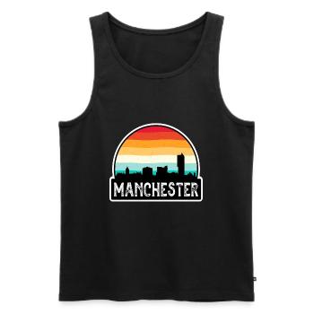 Manchester England Flag Skyline Travel Souvenir - Men's Premium Organic Tank Top - black - Front - Michal (187cm)