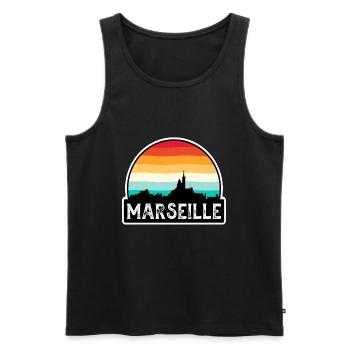 Marseille France Flag Skyline Souvenir de voyage - Débardeur bio Premium Homme - noir - Devant - Michal (187cm)
