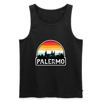 Palermo Italy Flag Skyline Travel Souvenir - Men's Premium Organic Tank Top - black - Front - AI Model Male 178 light (178cm)