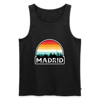 Madrid Espagne Flag Skyline Souvenir de voyage - Débardeur bio Premium Homme - noir - Devant - AI Model Male 178 light (178cm)