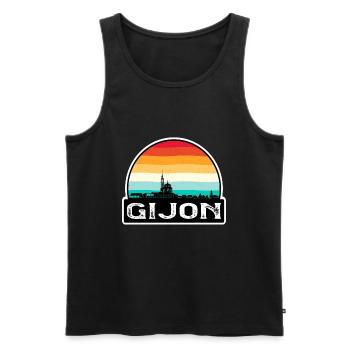 Gijon Spanien Flagge Skyline Reisesouvenir - Männer Premium Bio Tank Top - Schwarz - Vorne - Michal (187cm)